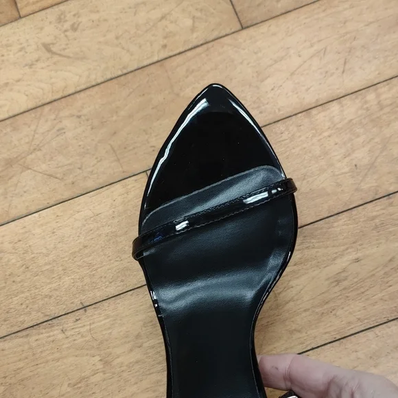 Black Patent Leather Strappy Stiletto Sandals - Picture 3 of 6